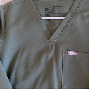 Figs Moss Green Long Sleeve Scrub Top